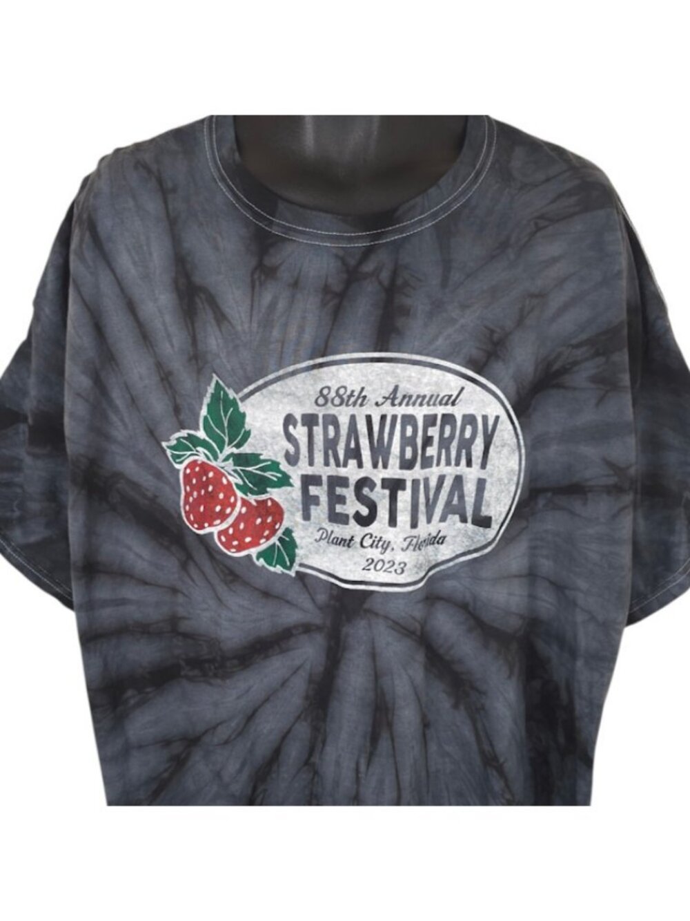 Florida Strawberry Festival T Shirt Mens Size 3XL Gray Plant City Tie Dye
